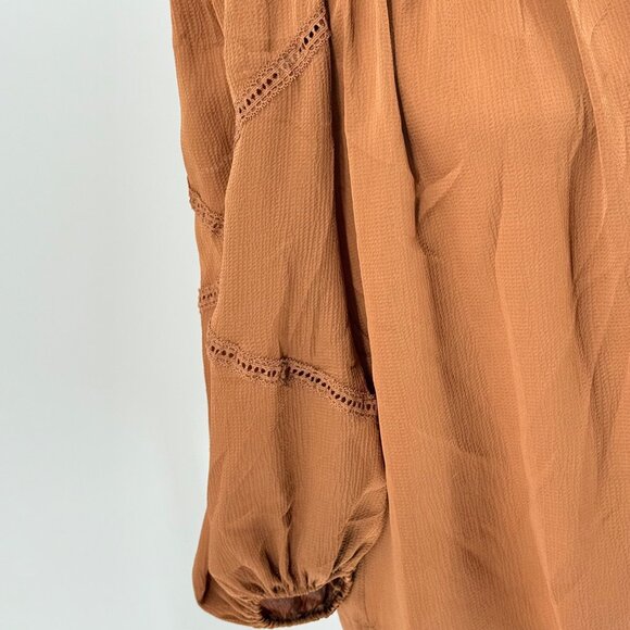 Max Studio Womens S Off-The-Shoulder Top Rust Brown Textured Woven Fabric Elasti - Picture 6 of 9